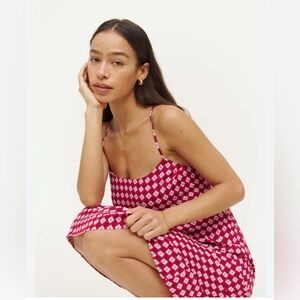 REFORMATION DOVER DRESS ARACDE red geometric midi slip sold out style size 2